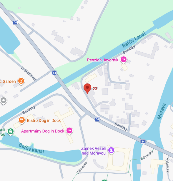 Mapa – Benátky 23, Veselí nad Moravou