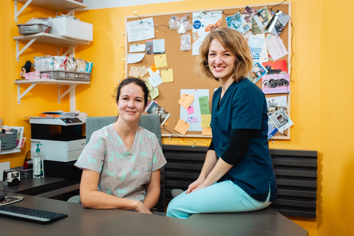 MVDr. Martina Roučková a MVDr. Barbora Hrbáčková v ordinaci